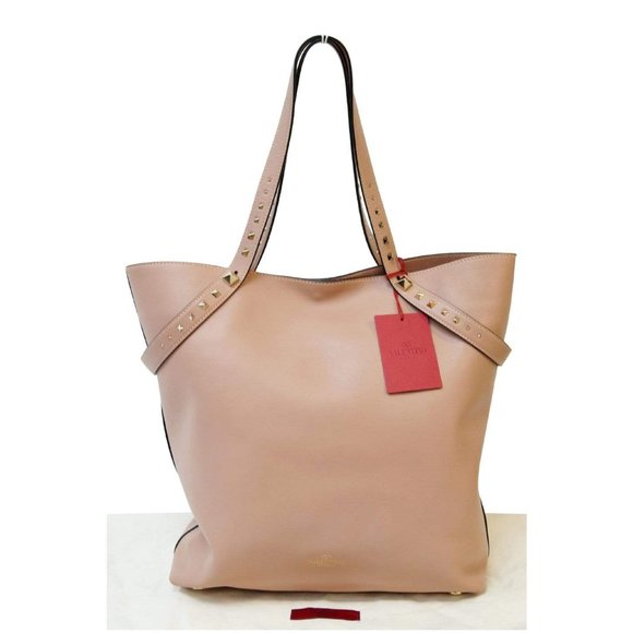 VALENTINO GARAVANI LOVESTUD CALFSKIN LEATHER TOTE - Picture 2 of 8